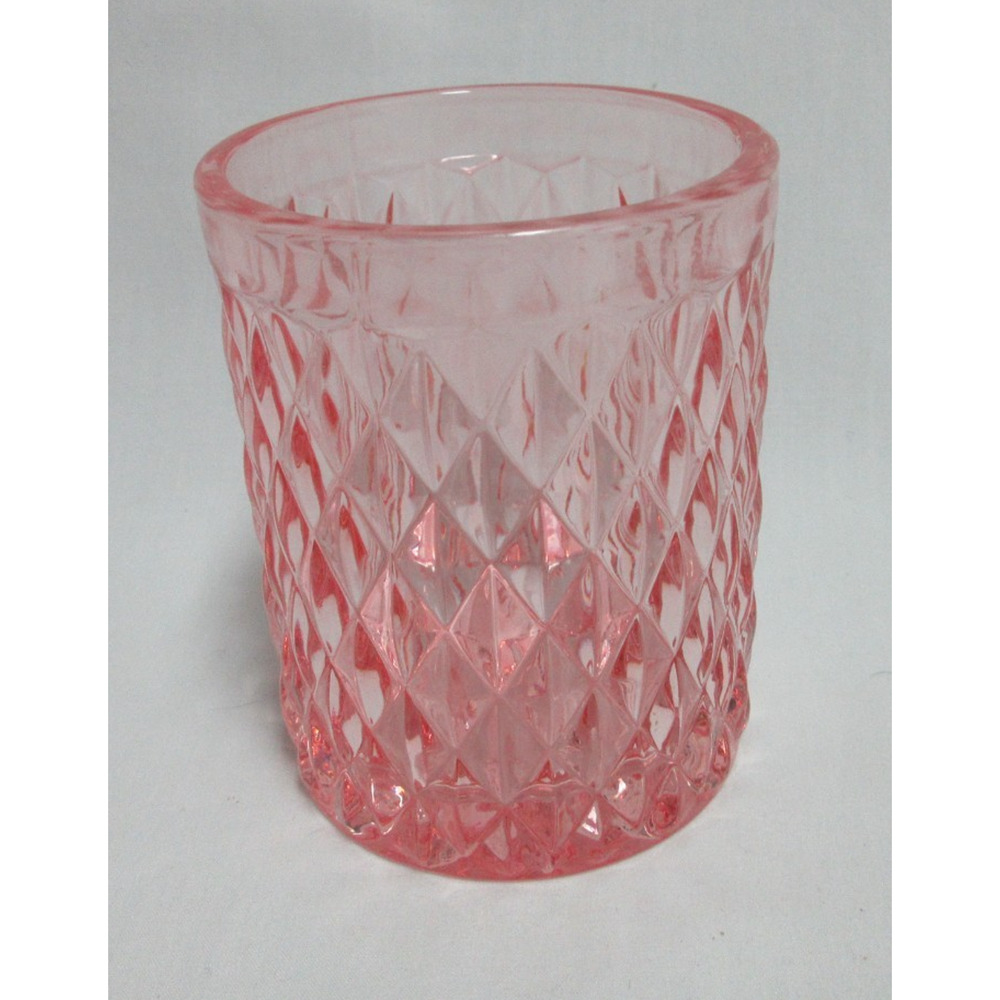 Vintage Pink Indiana Glass Diamond Point Cut Tumbler 4" Tall